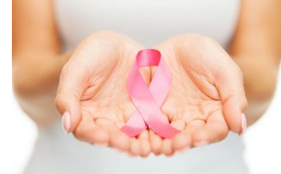 Hand holding breast cancer awareness ribbon